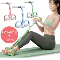 4 Tube Fitness Gum Resistance Bands Latex Pedal Exerciser Sit- Pull Rope Expander