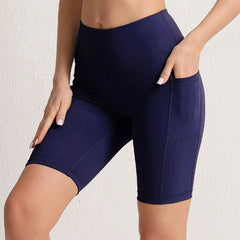 Women Yoga Shorts with 3 Pockets Seamless Gym Fitness Tights