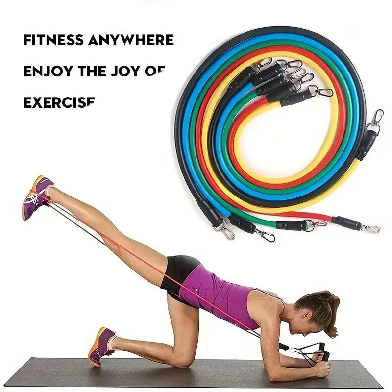 11Pcs/Set Pull Rope TPE Resistance Bands Portable Fitness Equipment