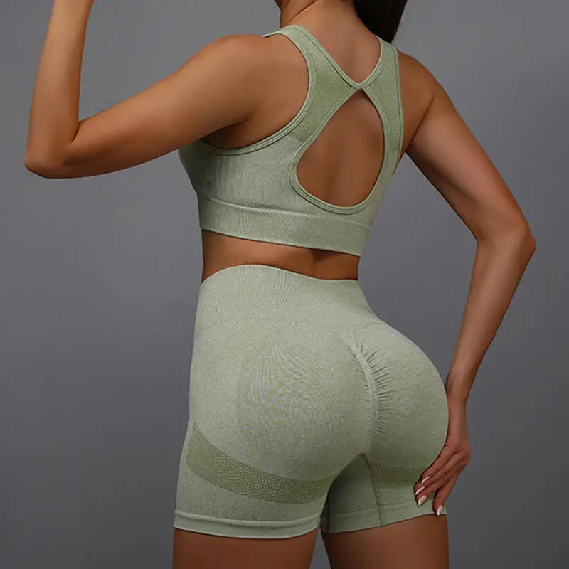 Women's Yoga Workout Set - Fitness Vest With Sports Shorts Running Yoga Suit