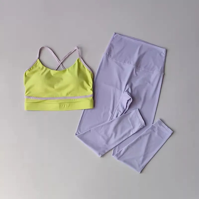 Women's Yoga Set Workout Set 2 Piece High Waist Yoga Leggings Sports Bra