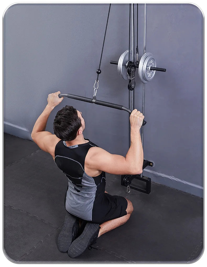 Fitness equipment with lower handle, straight pull rod, long pull rod, high pull rod