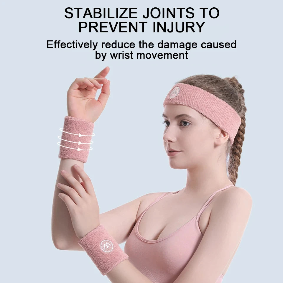 GOBYGO Exercise Headband Wristband Set Gym Sweatband Wristband