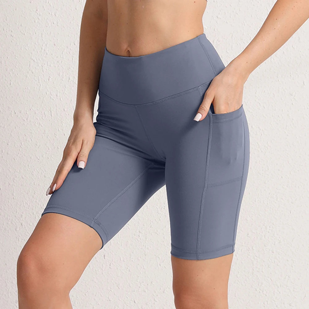 Women Yoga Shorts with 3 Pockets Seamless Gym Fitness Tights