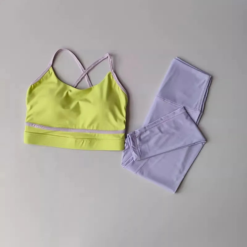 Women's Yoga Set Workout Set 2 Piece High Waist Yoga Leggings Sports Bra