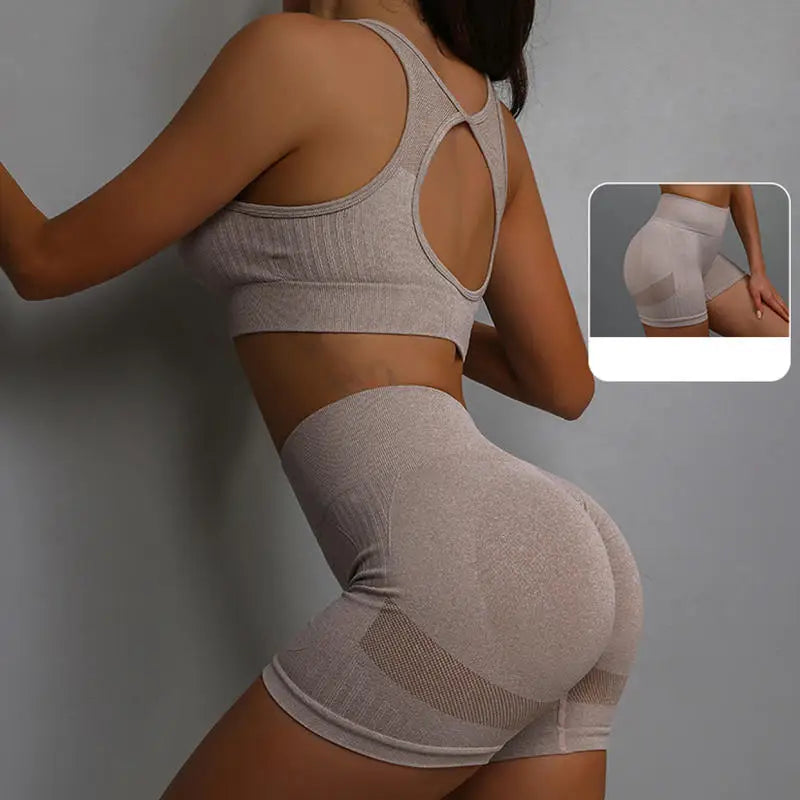 Women's Yoga Workout Set - Fitness Vest With Sports Shorts Running Yoga Suit
