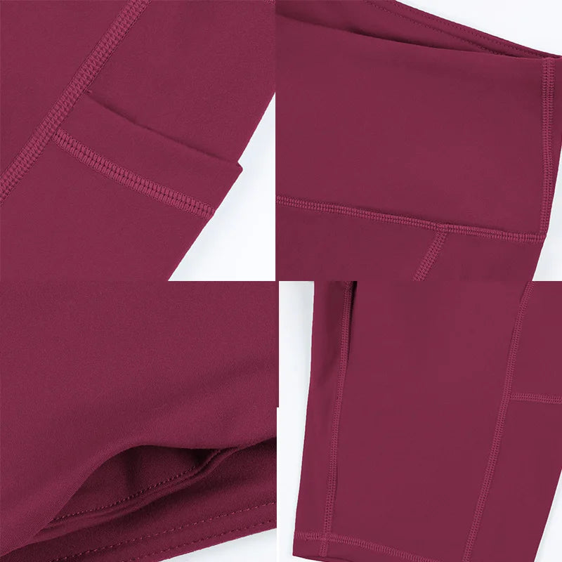 Women Yoga Shorts with 3 Pockets Seamless Gym Fitness Tights
