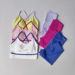 Women's Yoga Set Workout Set 2 Piece High Waist Yoga Leggings Sports Bra